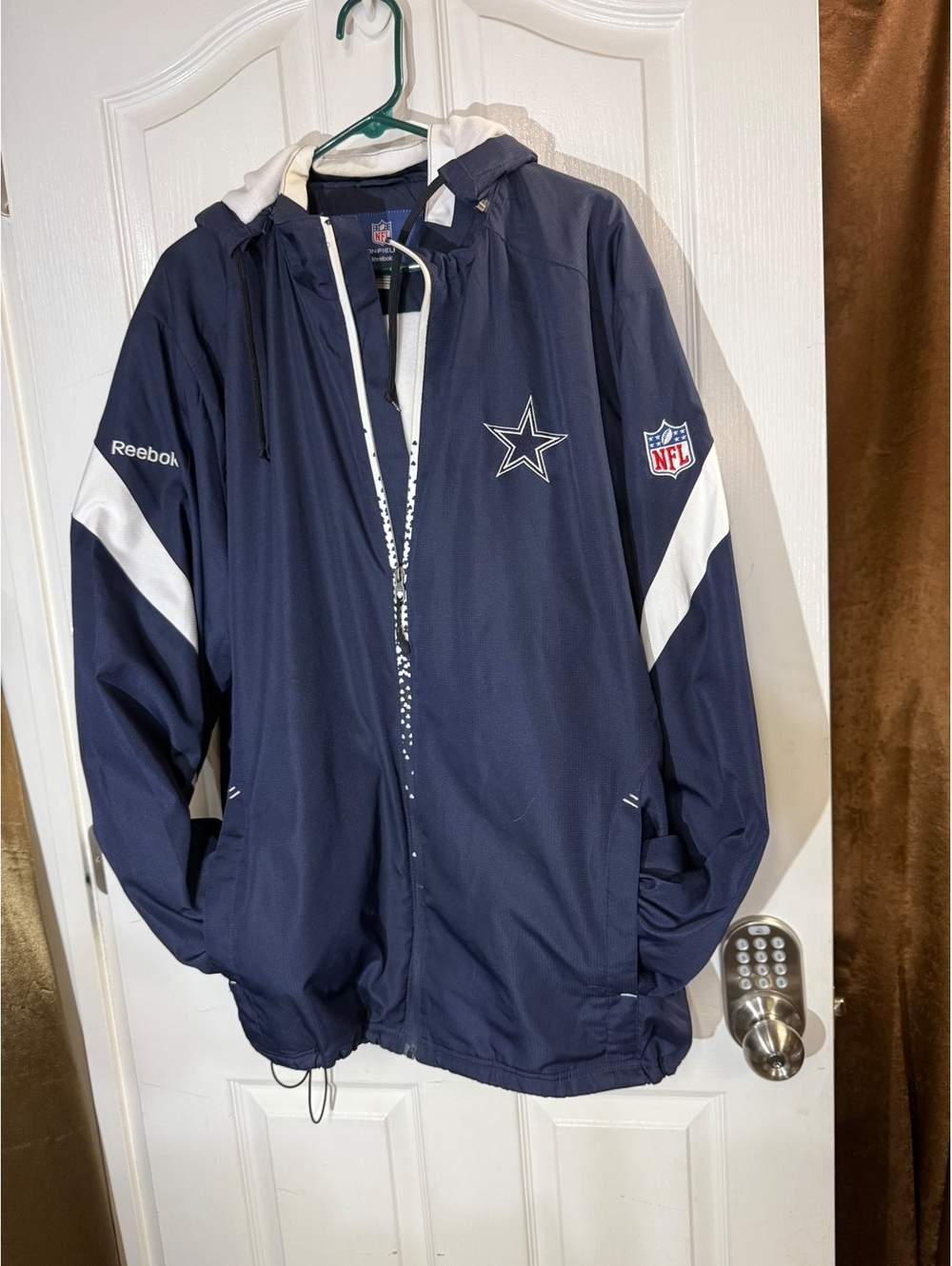 Vintage Reebok NFL Onfield Dallas Cowboys Windbreaker Jacket XL Fleece Lining